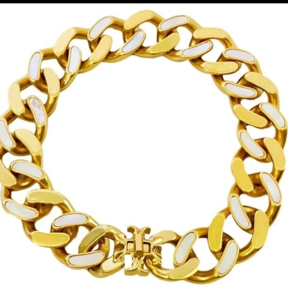 Authentic Tory Burch Gold and Cream Statement Necklace